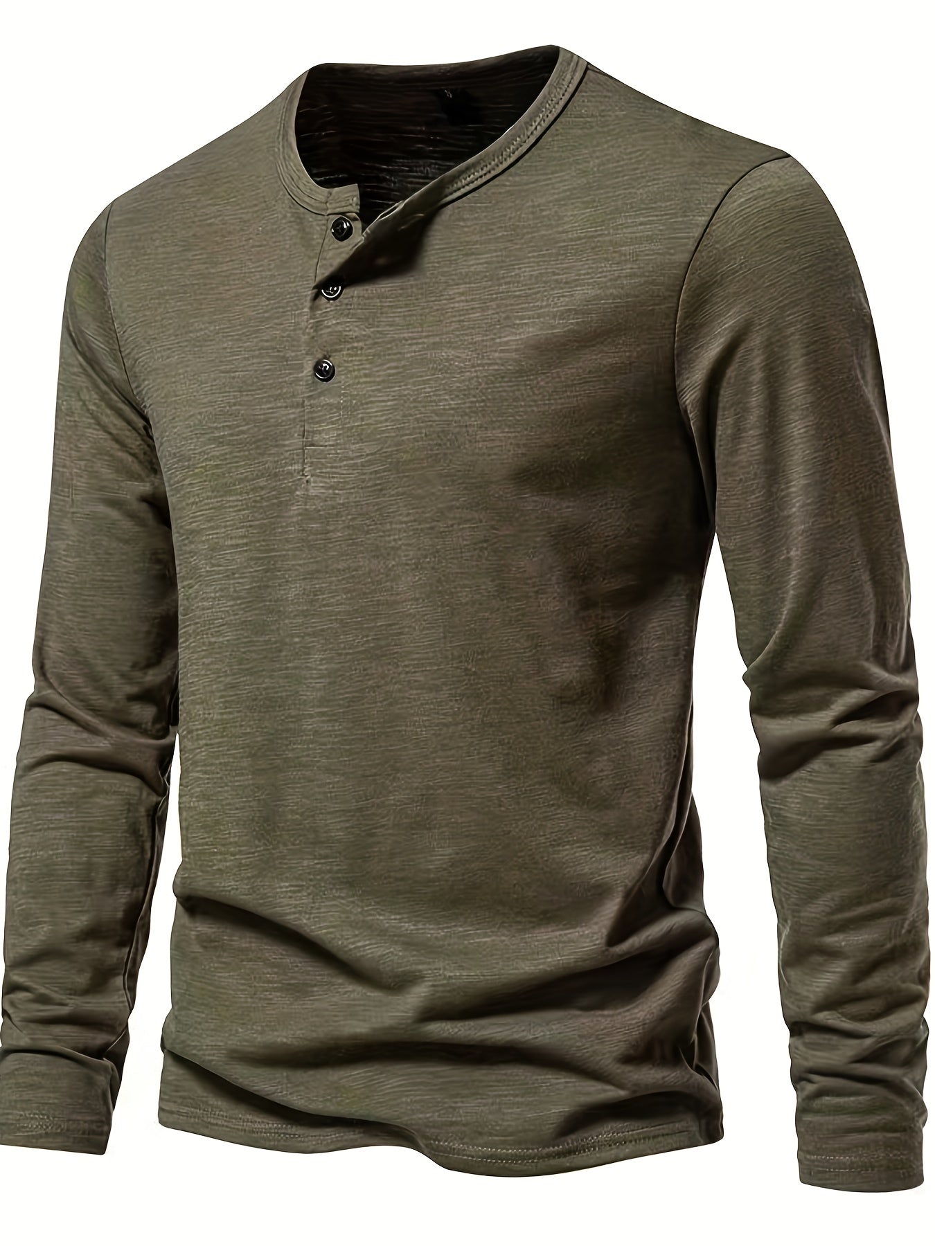 Solide, Casual Henley-shirt Met Lange Mouwen En Ronde Hals Voor Heren