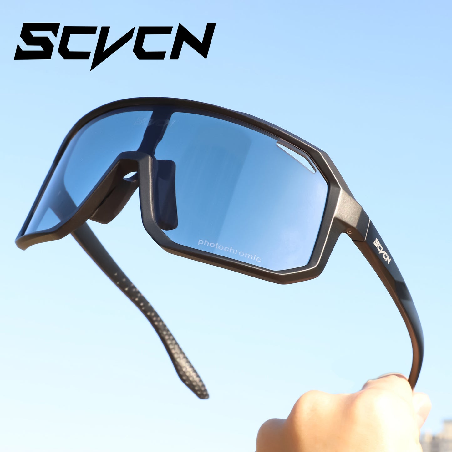 SCVCN Photochromic Fietsbril, 1 Lens Fietsbril voor Heren en Dames