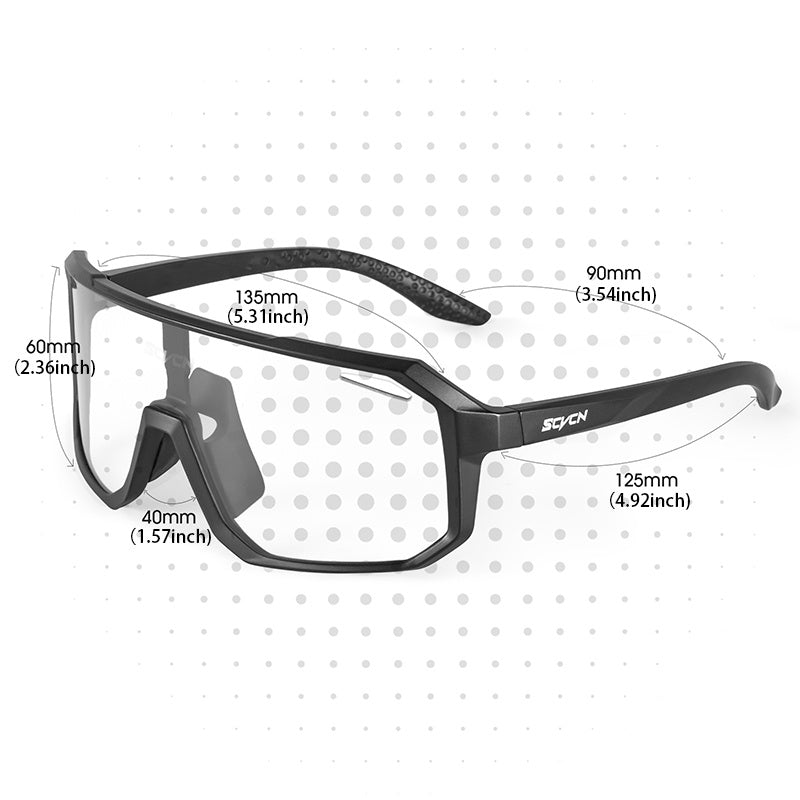 SCVCN Photochromic Fietsbril, 1 Lens Fietsbril voor Heren en Dames