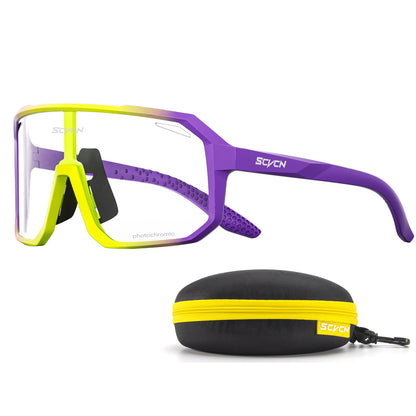 SCVCN Photochromic Fietsbril, 1 Lens Fietsbril voor Heren en Dames