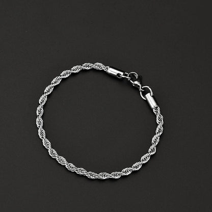 1 Stuk 4MM Roestvrijstalen Gedraaide Touwketting Armband