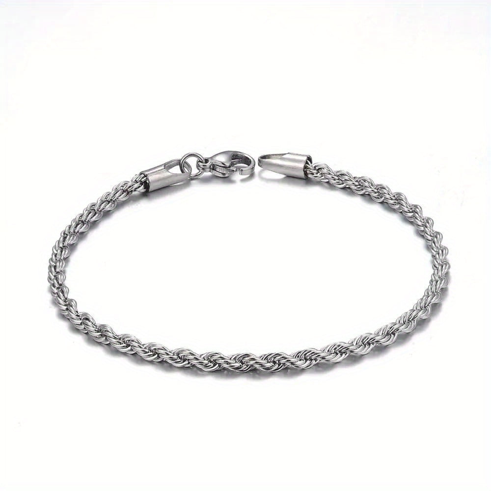 1 Stuk 4MM Roestvrijstalen Gedraaide Touwketting Armband