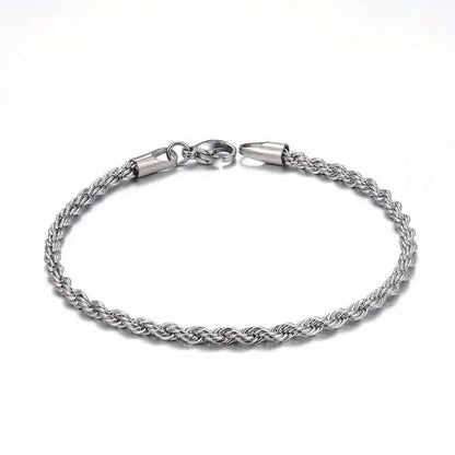 1 Stuk 4MM Roestvrijstalen Gedraaide Touwketting Armband