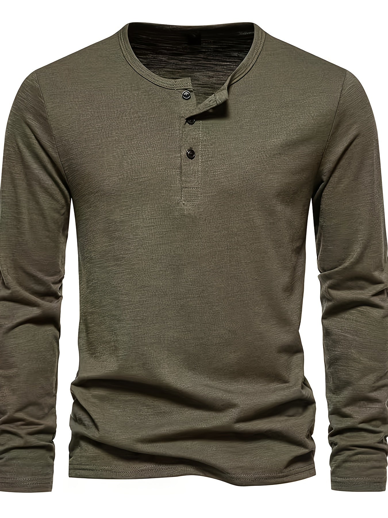 Solide, Casual Henley-shirt Met Lange Mouwen En Ronde Hals Voor Heren