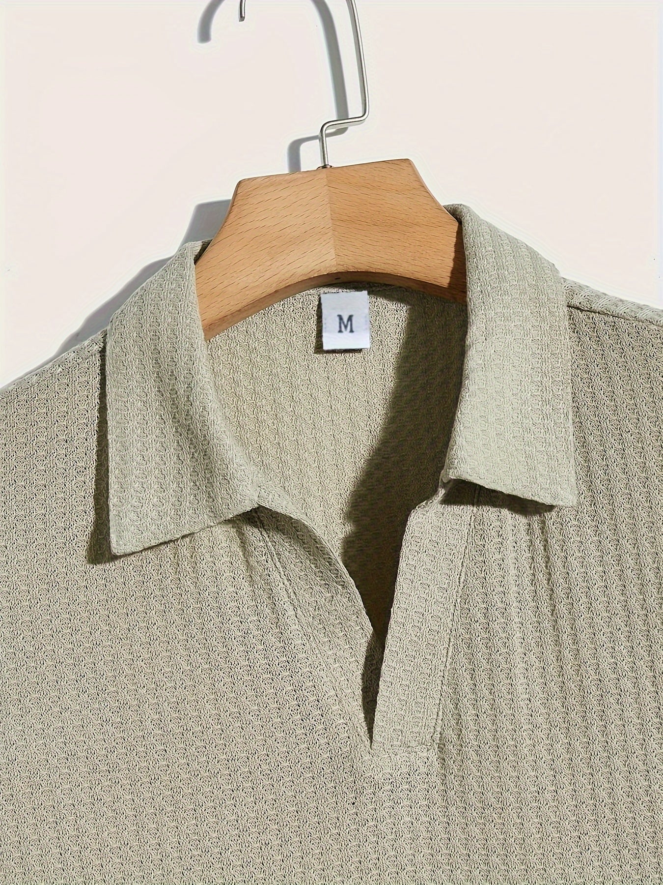 Heren Casual Shirt Met Wafelpatroon, Stijlvolle Korte Mouw Shirt Voor De Zomer