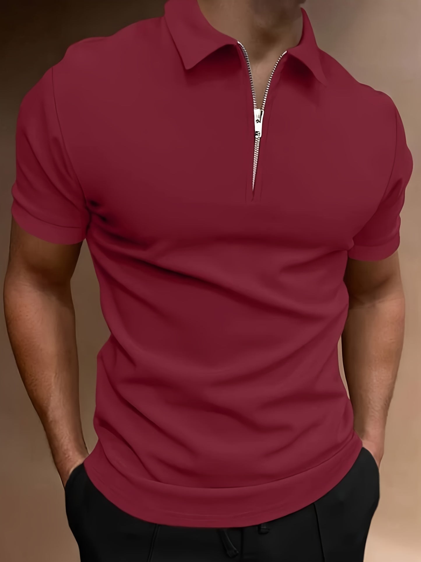 Informele Stretch Heren Golfshirt Met Effen Kleur