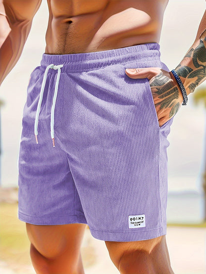 Heren Casual en chique gestreepte gebreide shorts met trekkoord