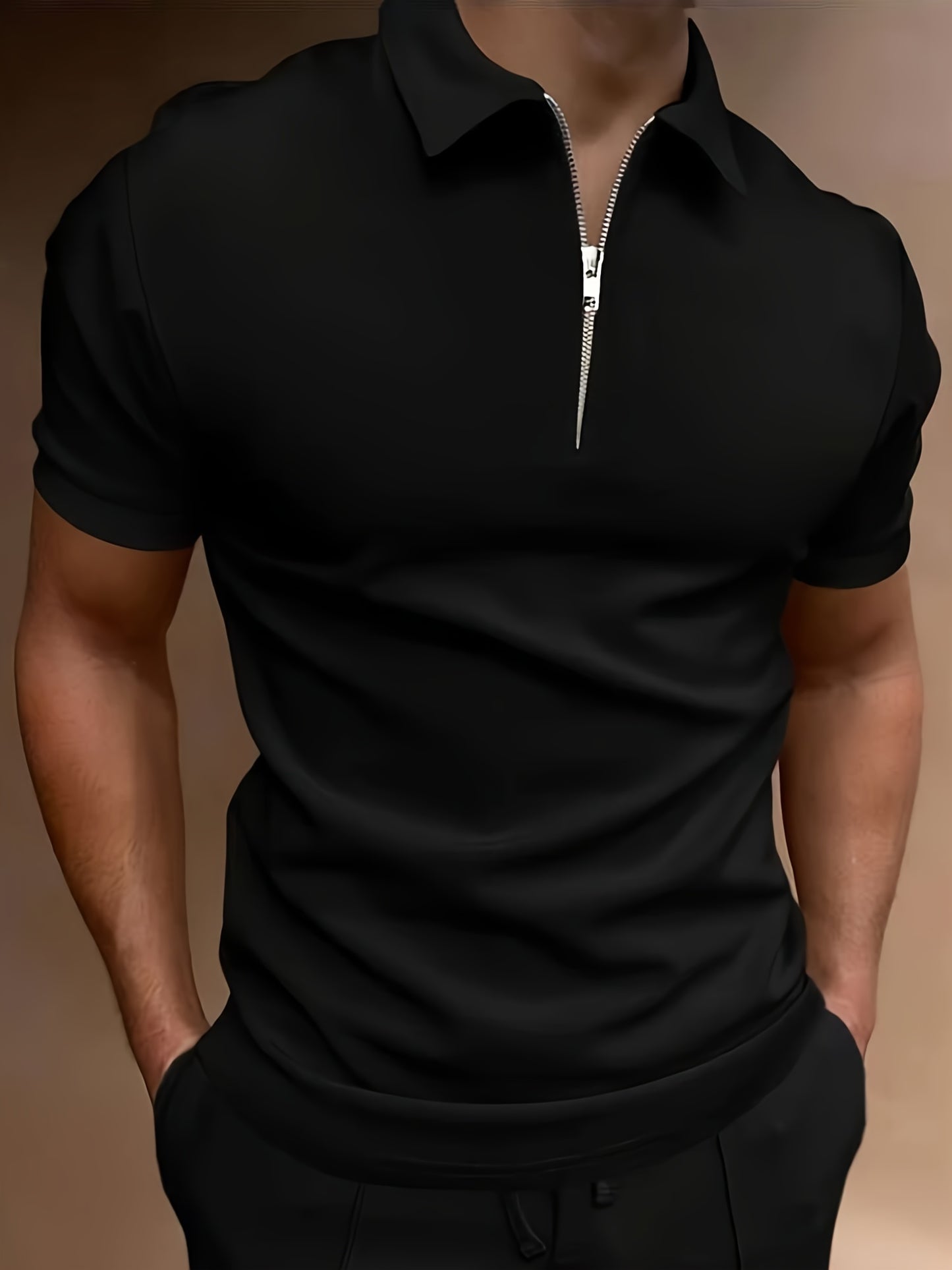 Informele Stretch Heren Golfshirt Met Effen Kleur