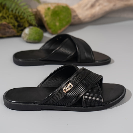 Heren open teen slippers met kruisbanden, comfortabele antislip casual