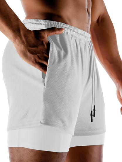 Heren 2-in-1 Zomer Sportshorts Sneldrogende Zakontwerp