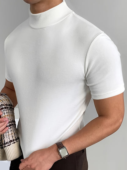 Elegant Stretch-T-shirt Voor Heren Met Hoge Hals