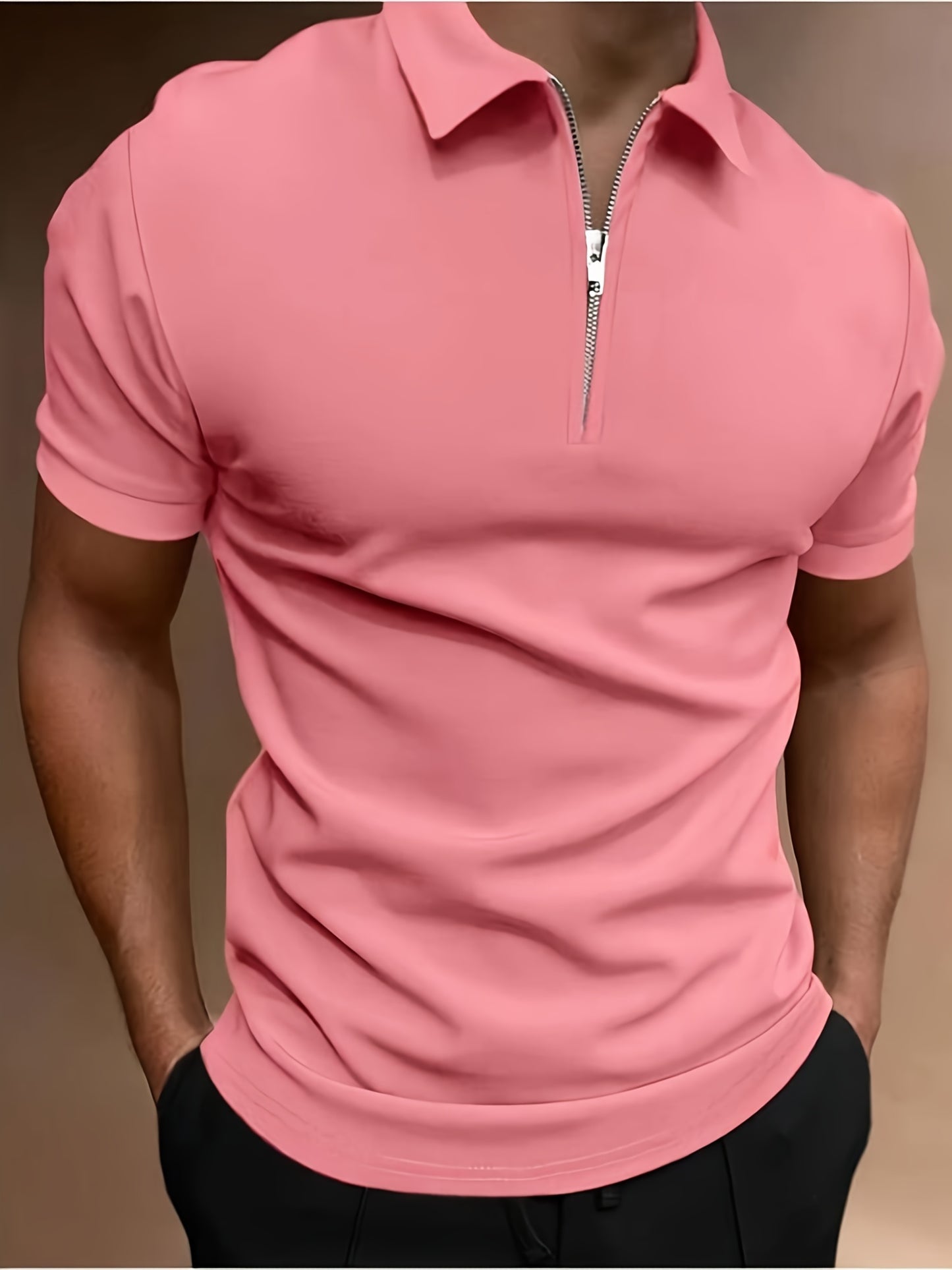 Informele Stretch Heren Golfshirt Met Effen Kleur