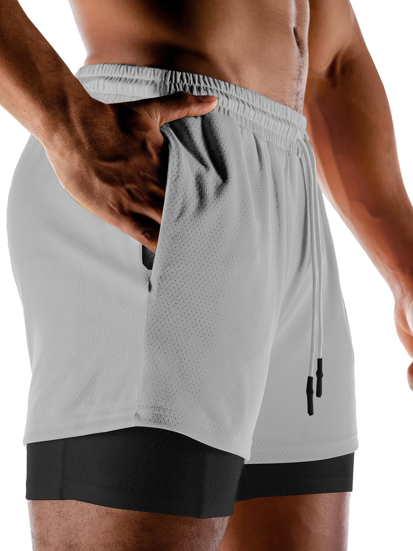 Heren 2-in-1 Zomer Sportshorts Sneldrogende Zakontwerp