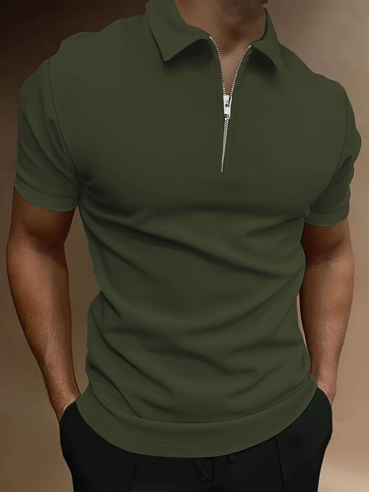 Informele Stretch Heren Golfshirt Met Effen Kleur