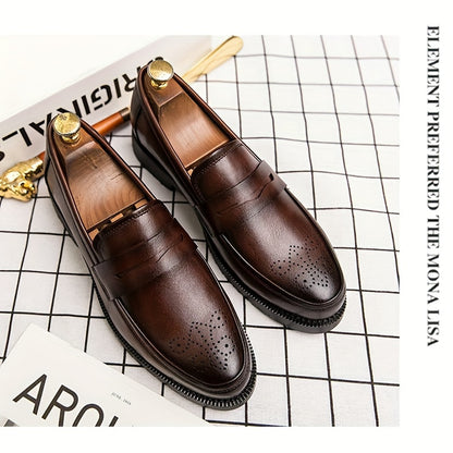 Heren Brogue Penny Loafers Met PU-lederen Bovenwerk