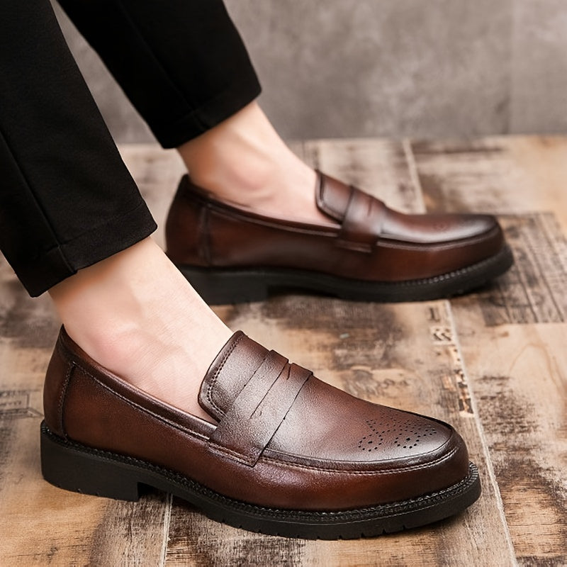 Heren Brogue Penny Loafers Met PU-lederen Bovenwerk