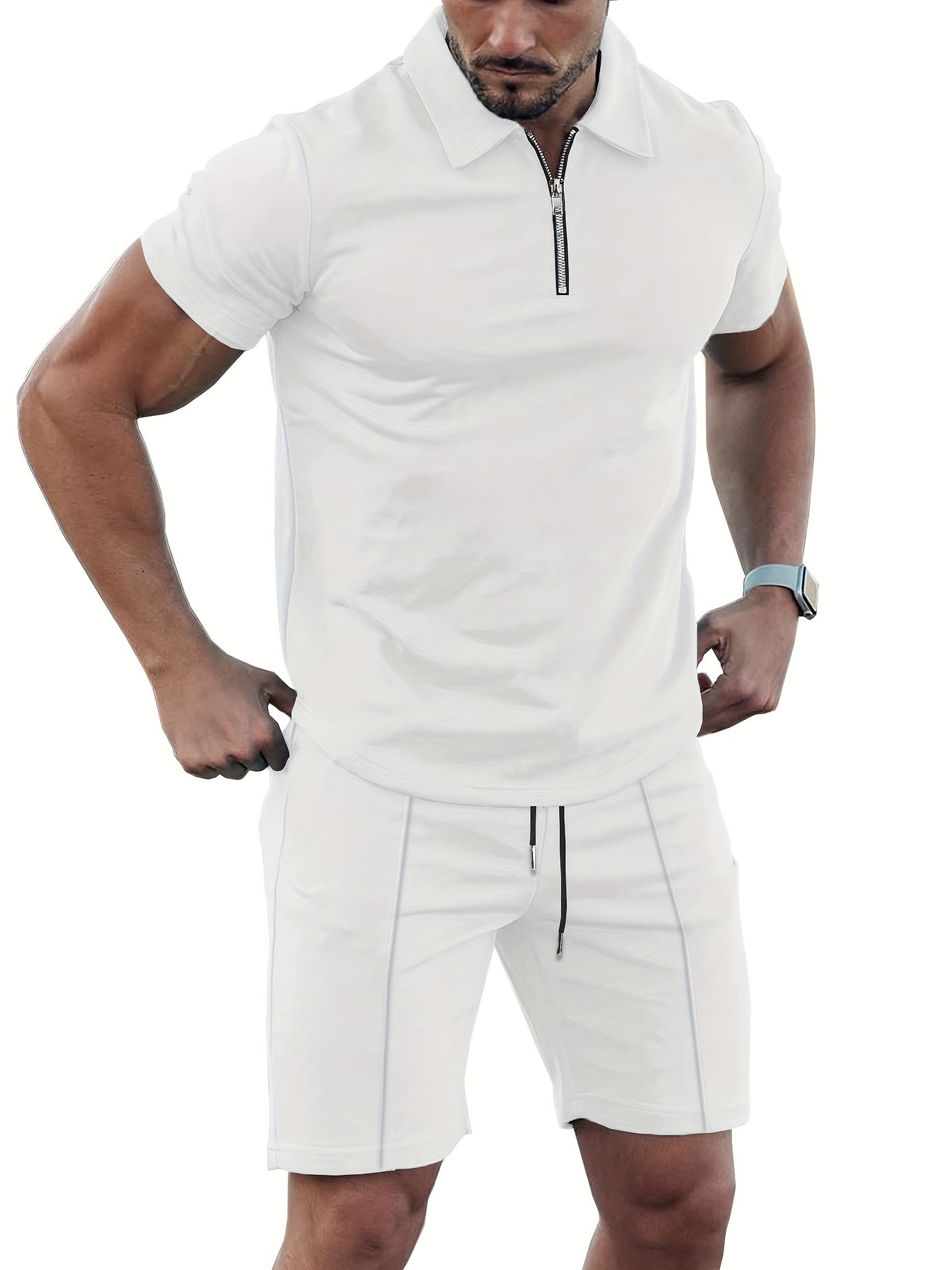 2-delige casual trendy sportfleece-poloshirt met reversrits