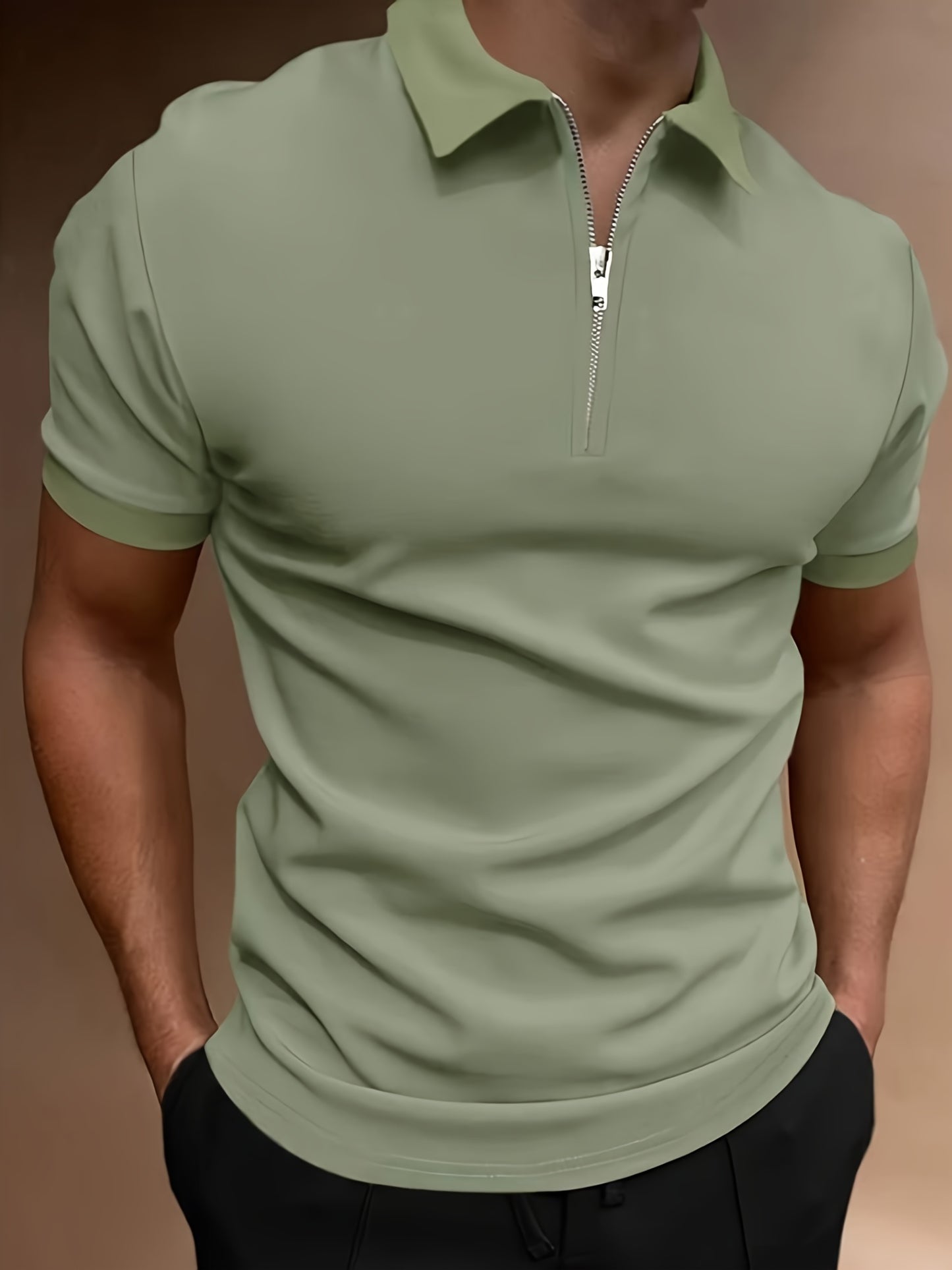 Informele Stretch Heren Golfshirt Met Effen Kleur