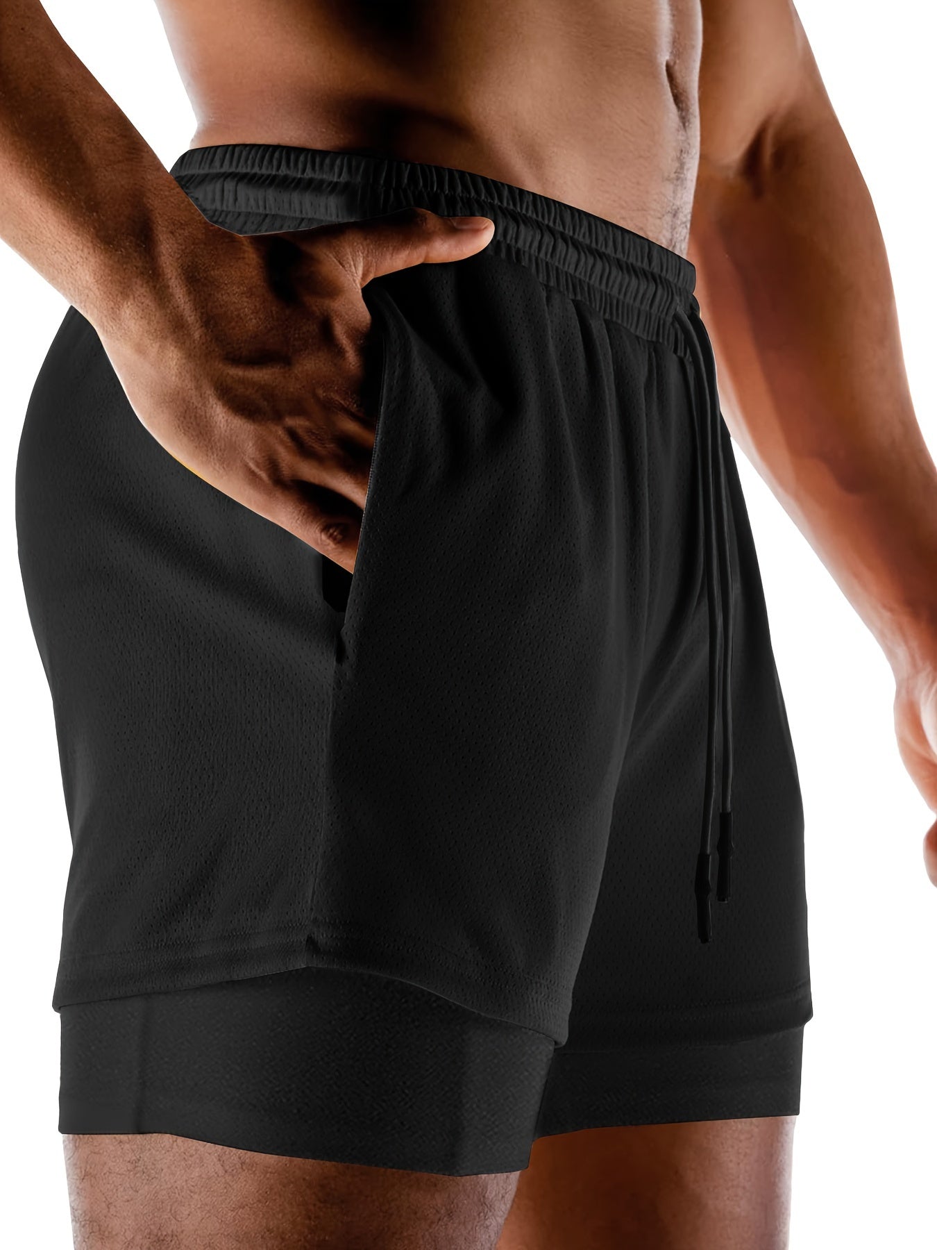 Heren 2-in-1 Zomer Sportshorts Sneldrogende Zakontwerp