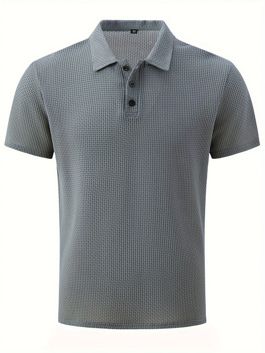 Mesh Comfortabel Heren Stretch Effen Golfshirt Met Korte Mouwen En Revers