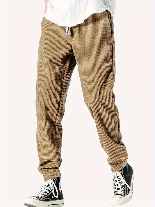 Trekkoord Wafelpatroon Sweatpants Losse Fit Broek Mannen