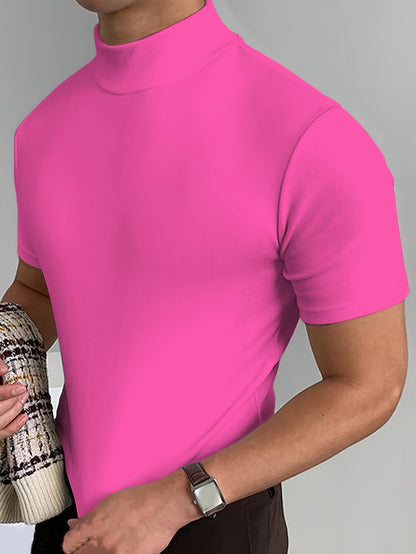 Elegant Stretch-T-shirt Voor Heren Met Hoge Hals