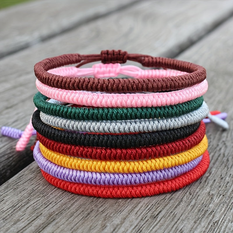 1pc Handgemaakt Gevlochten Boeddhistische Knoop Touw Armband