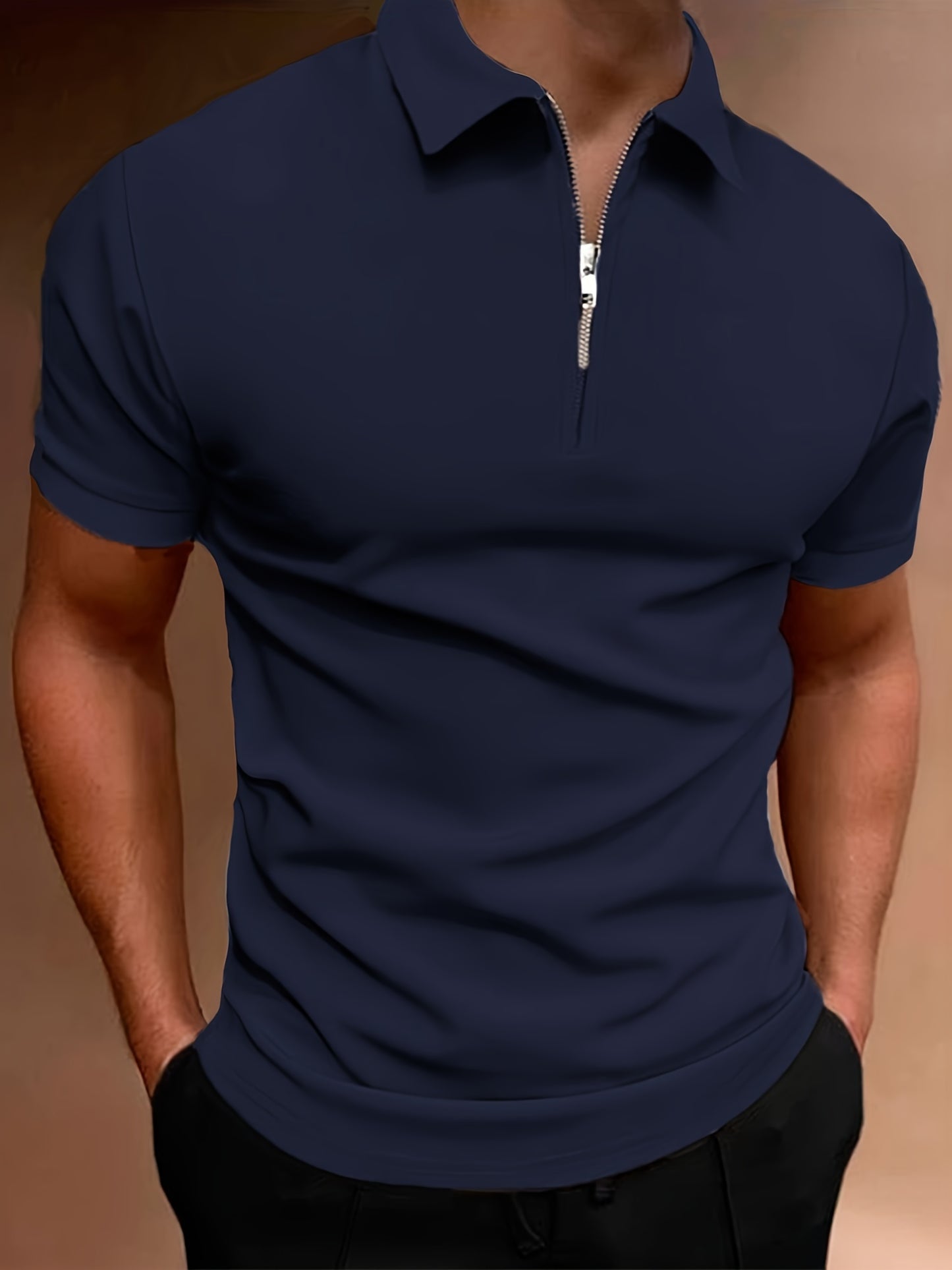 Informele Stretch Heren Golfshirt Met Effen Kleur